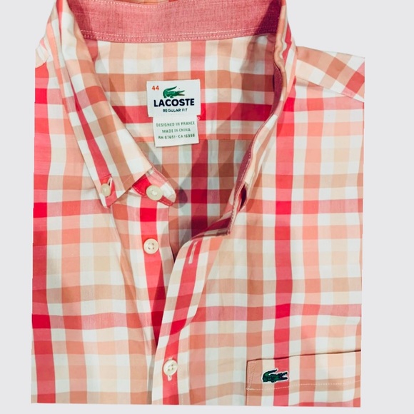 Lacoste Other - LACOSTE MENS CLASSIC BUTTON DOWN SHIRT XL PINK CHK